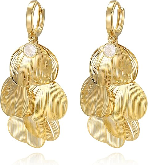Boho Layered Flower Drop Earrings for Women