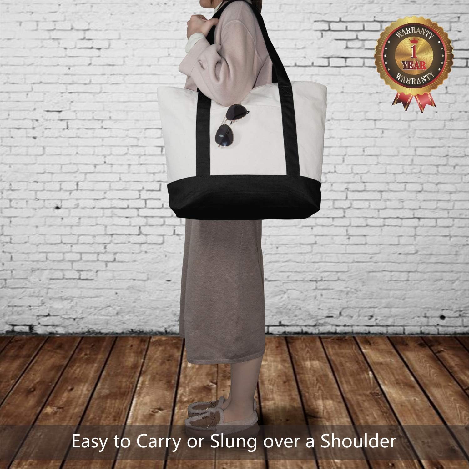Zippered Canvas Tote Bag — third-party reference view 2