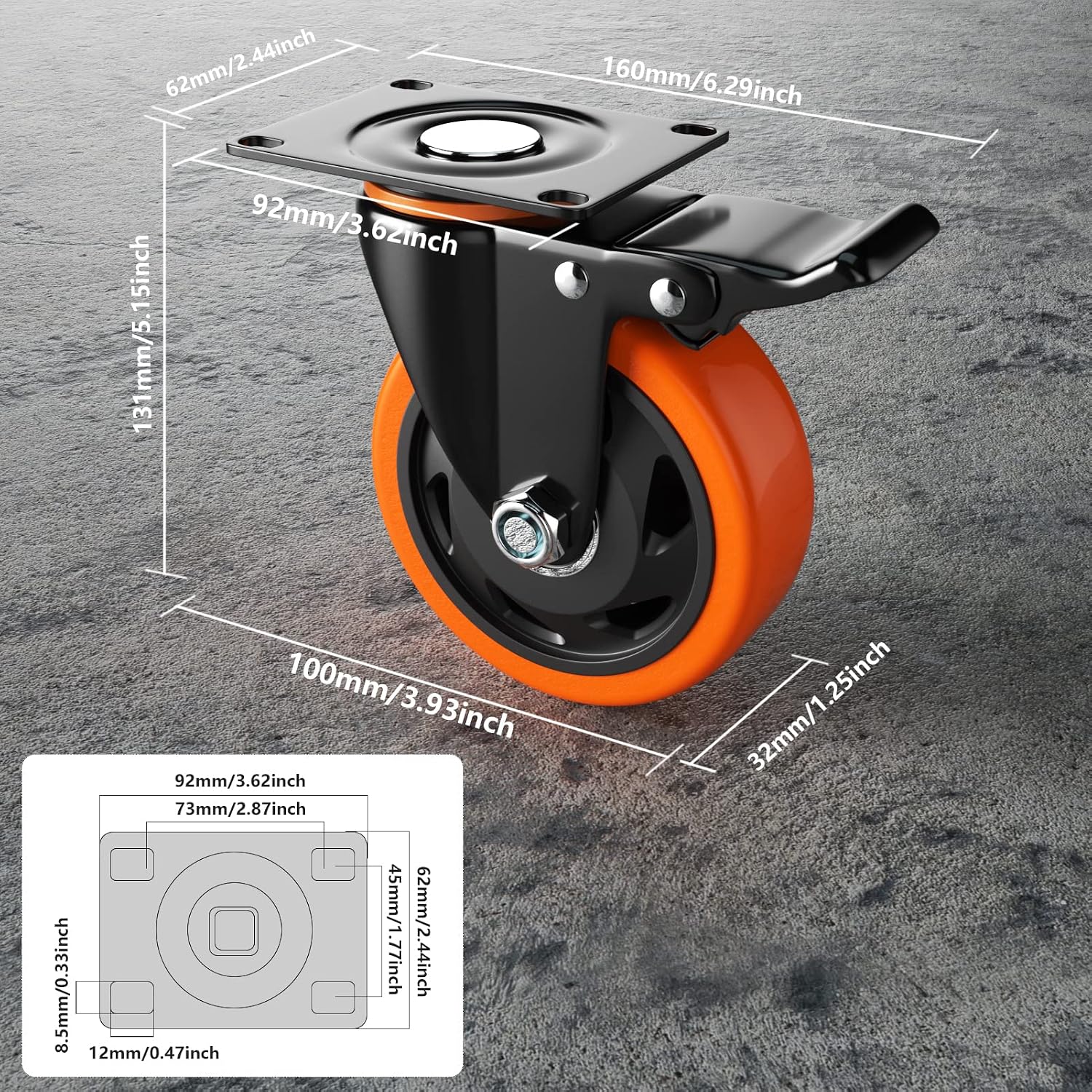 Swivel Caster Set with Brakes — third-party reference view 2