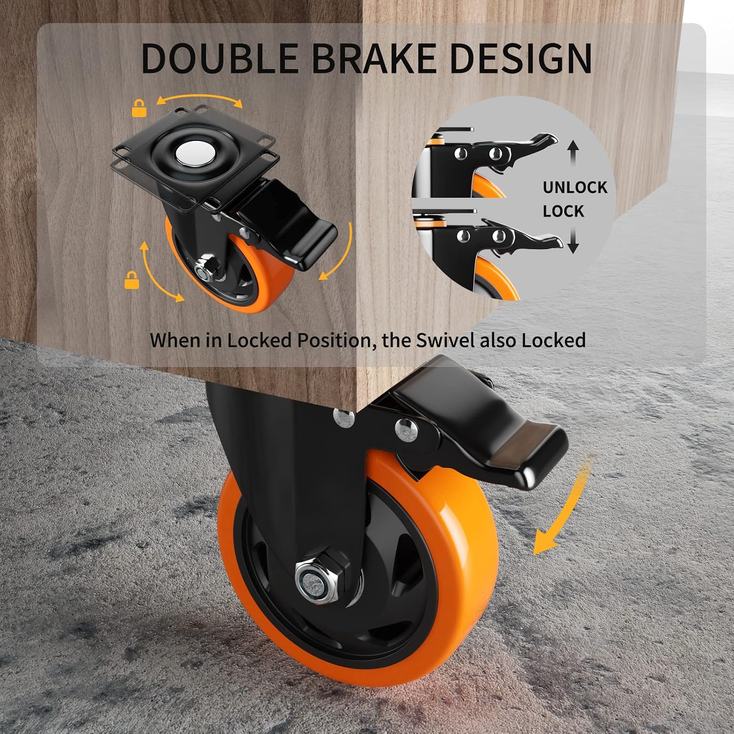 Swivel Caster Set with Brakes — third-party reference view 3