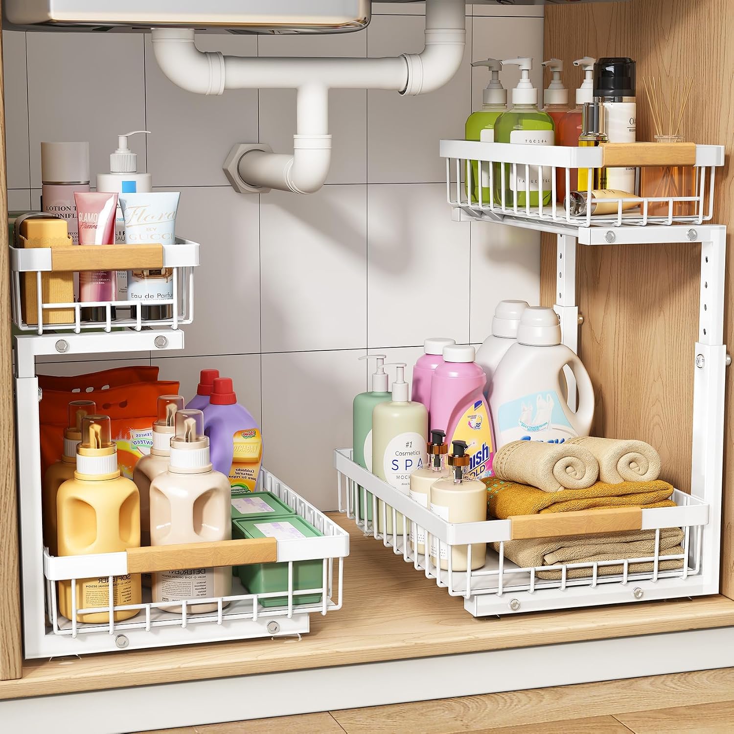 Sliding Under-Sink Organizers for Household Storage