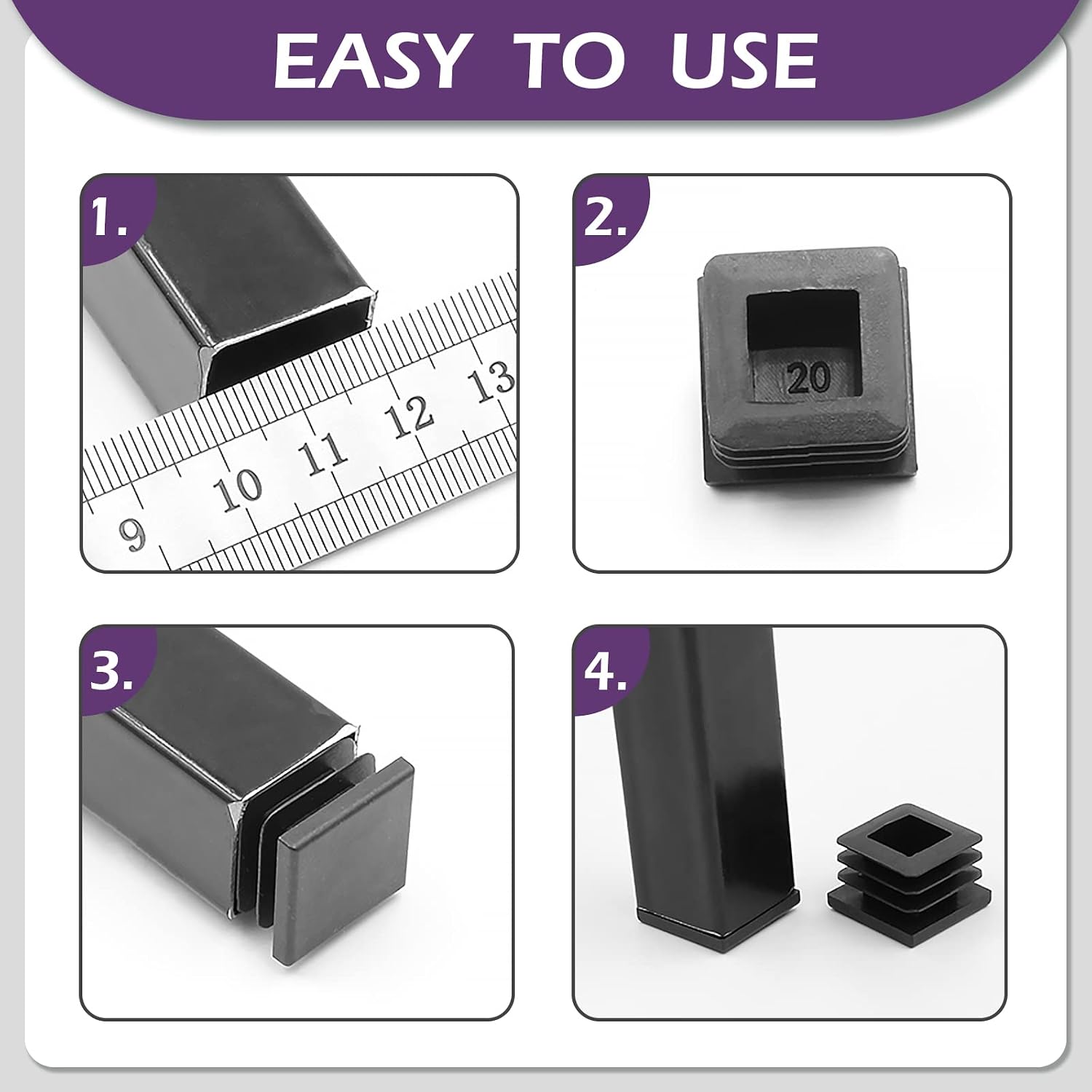 Square Tube End Caps - view 3