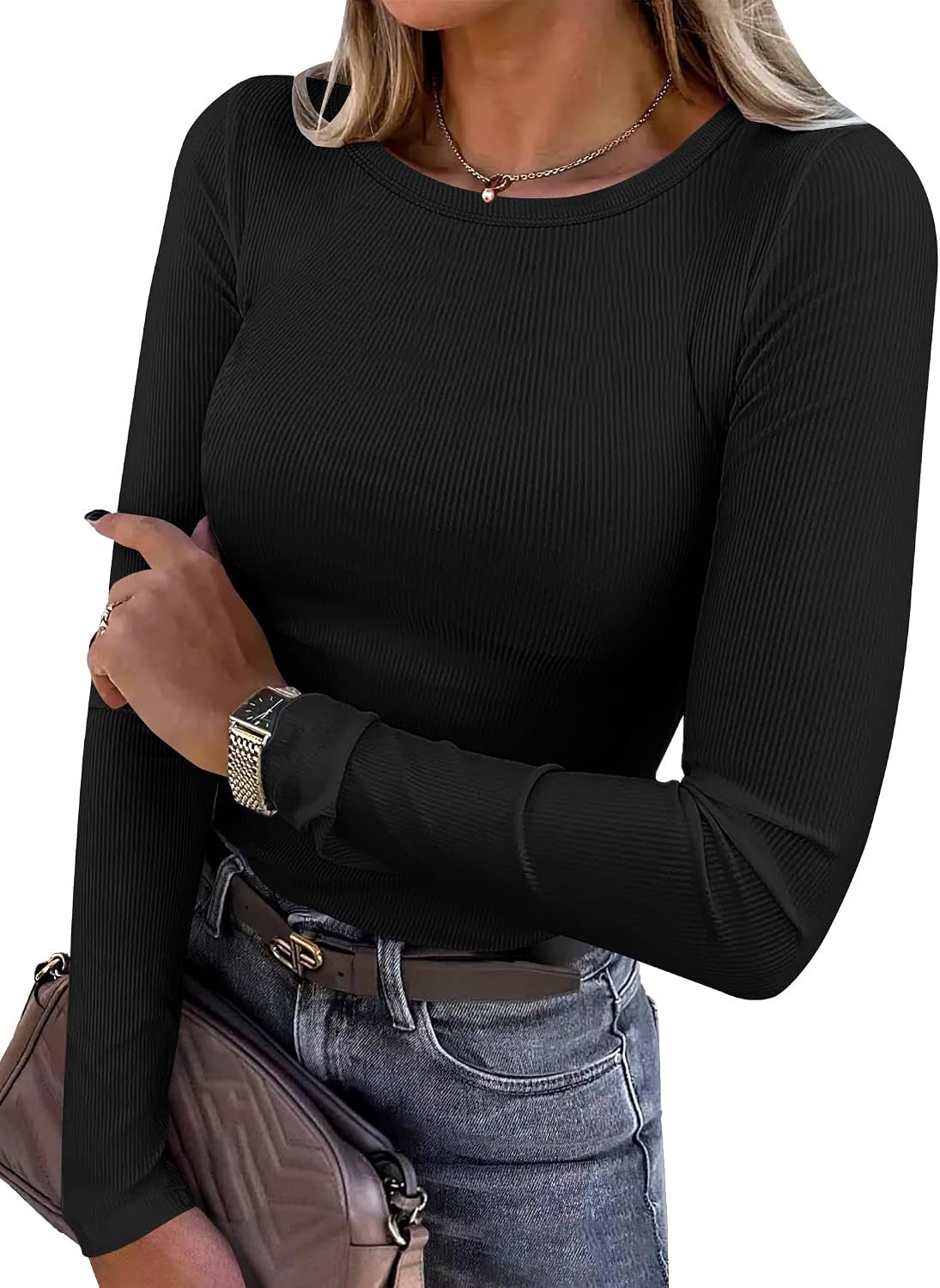 Ribbed Long Sleeve Tops - view 1