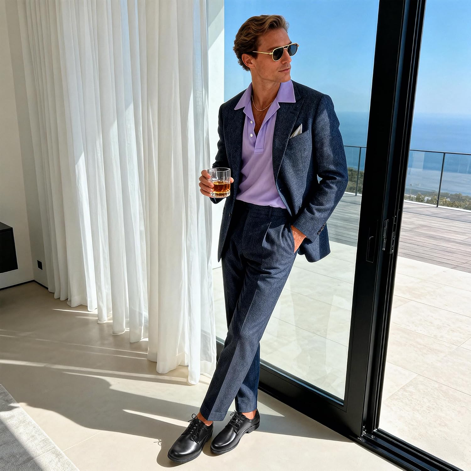 Mens Lace Up Derby Shoes - view 2