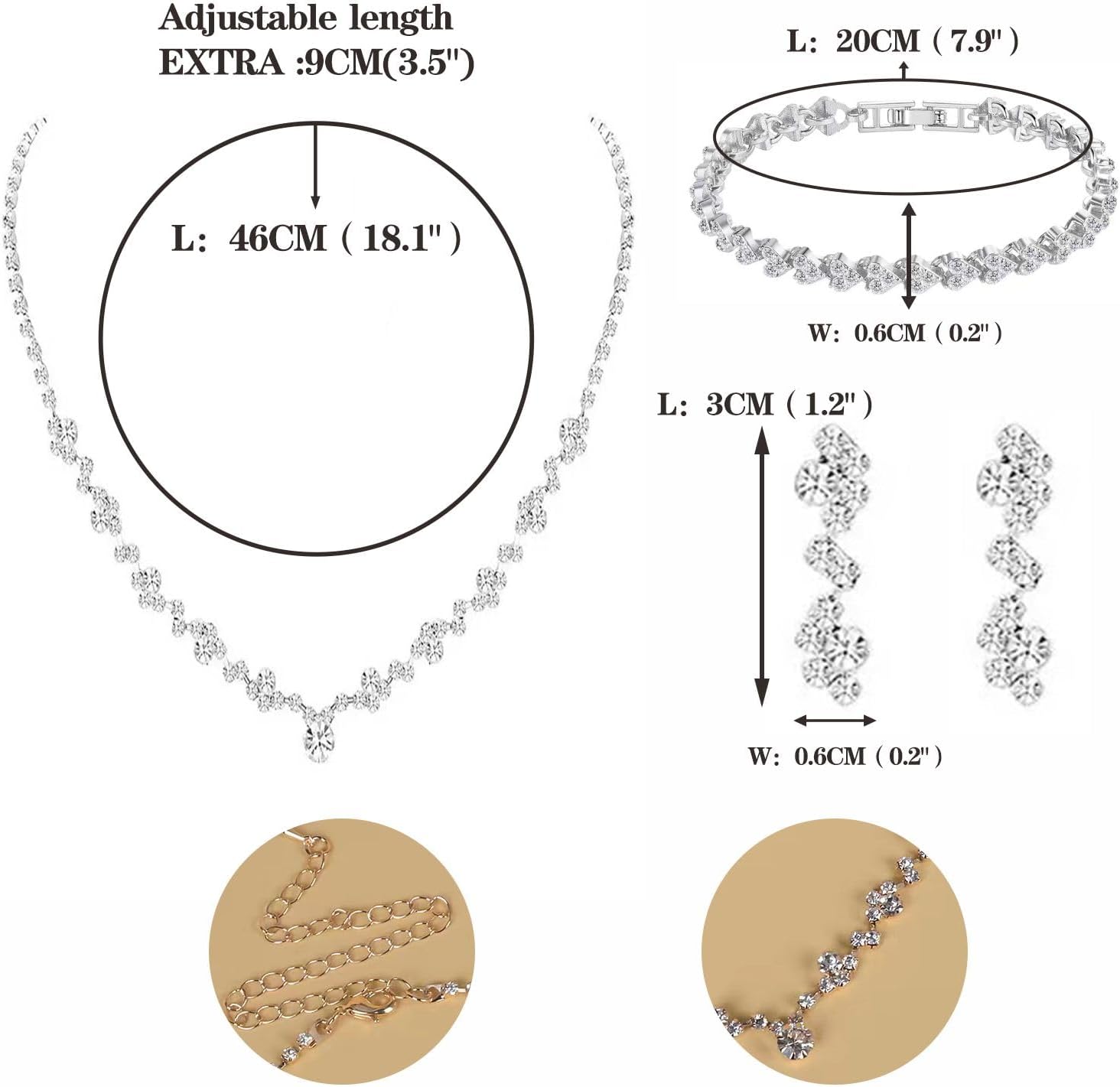 Crystal Bridal Necklace Earring Sets - view 2