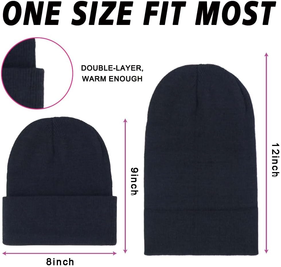 Plain Cuffed Knit Beanies - view 2