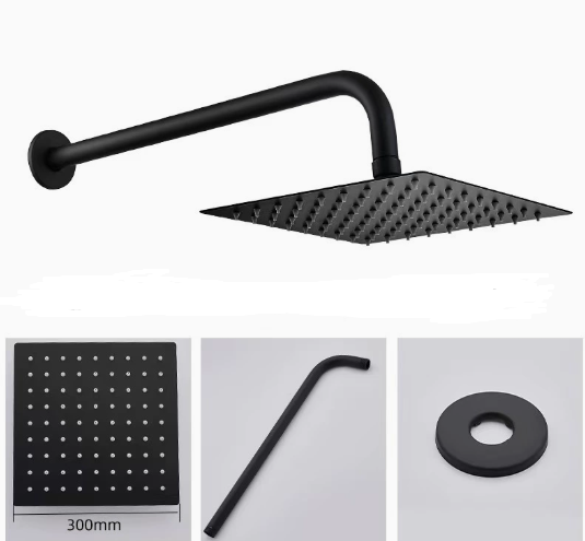 Square Rain Shower Head with Wall Arm - Bathroom Supply Sourcing